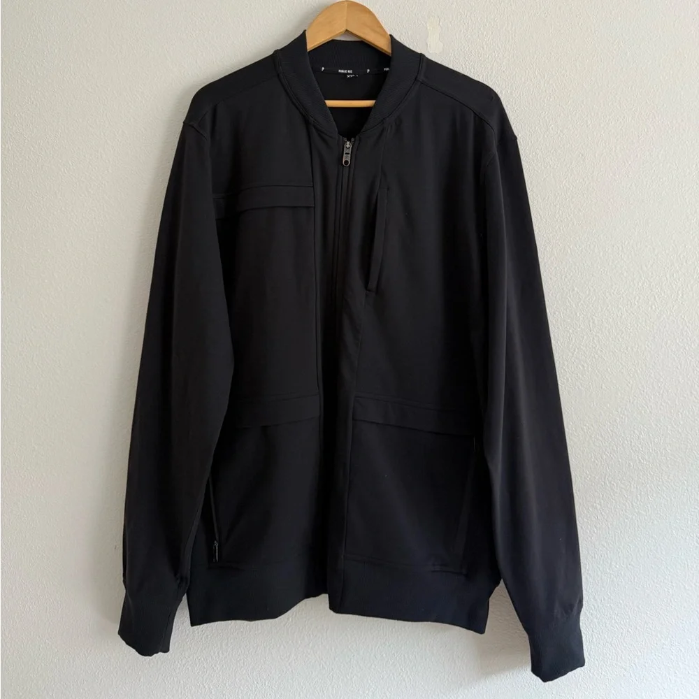 Public Rec Crosstown Bomber‎ Jacket Black Mens Sz XXL Zip Pocket
